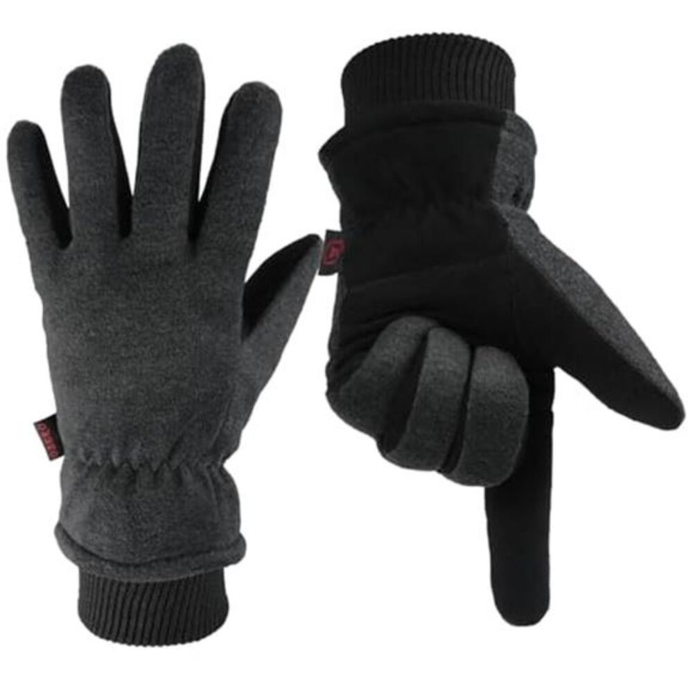 Winter Gloves Deerskin Leather Water Resistant Windproof Cold Weather Driving
